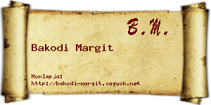 Bakodi Margit névjegykártya